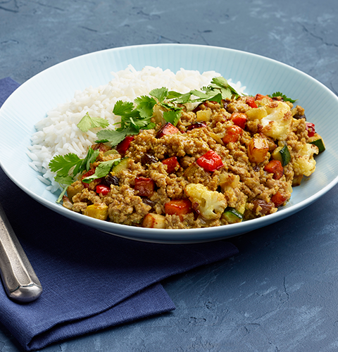 CURRIED TURKEY WITH ROASTED VEGETABLES