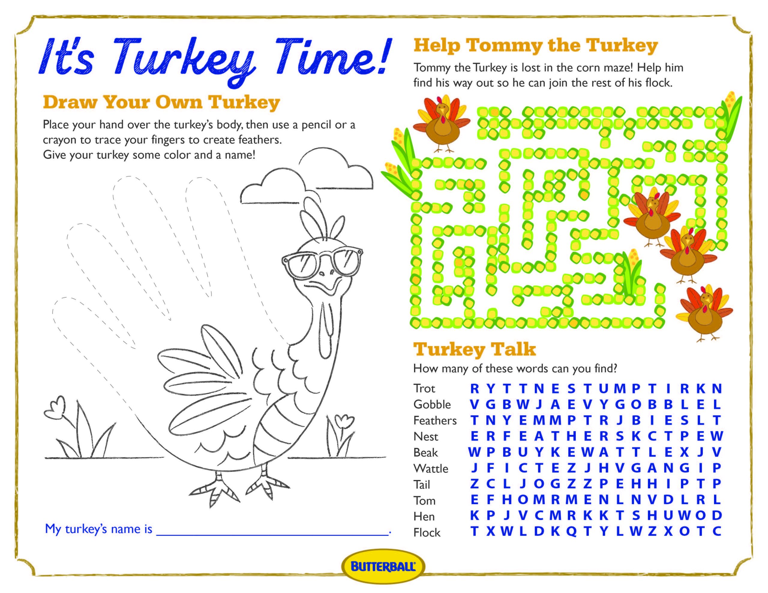 Butterball Foodservice | Turkey Time Activity Sheet (Printable)