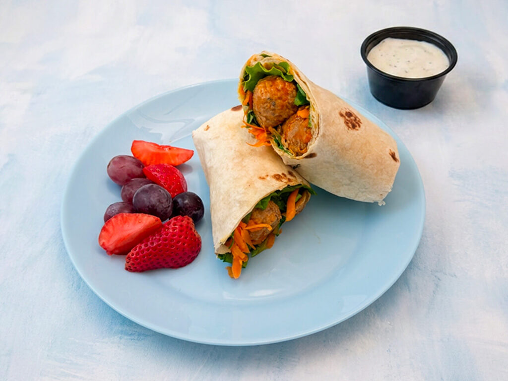 Buffalo Turkey Meatball Wrap