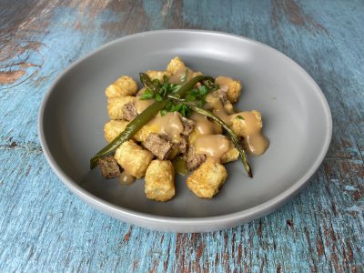 Cheesy Turkey Sausage & Tater Tot Bowl