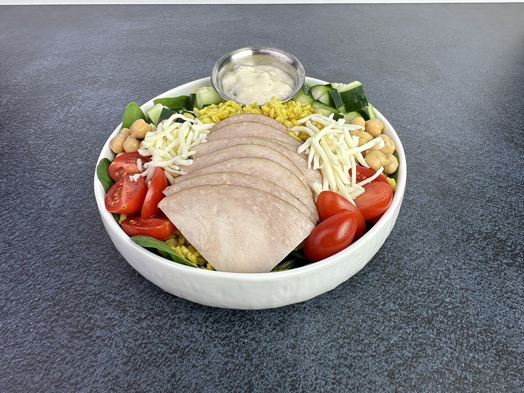 Mediterranean Turkey Salad Bowl with Lemon-Herb Dressing