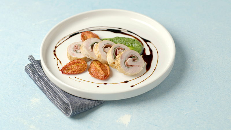 Turkey Involtini with Pesto and Balsamic Reduction