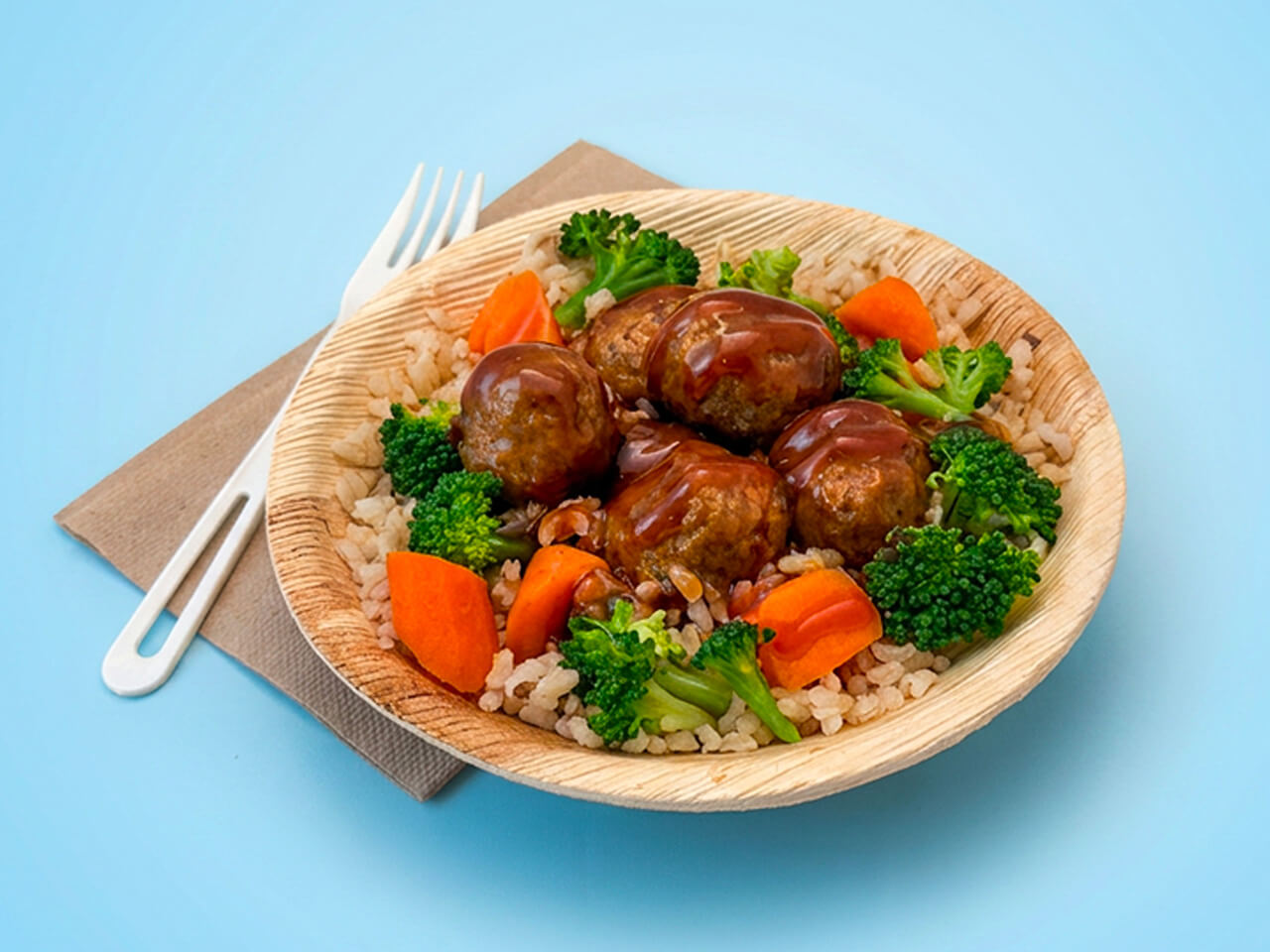 Teriyaki Turkey Meatball Rice Bowl