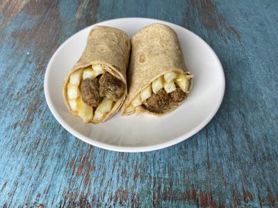 Turkey Sausage & Fries Breakfast Burrito or Quesadilla