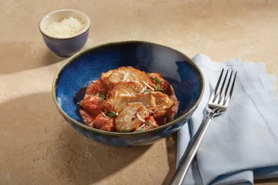 Turkey Medallions with Tomato-Orange Gnocchi and Basil