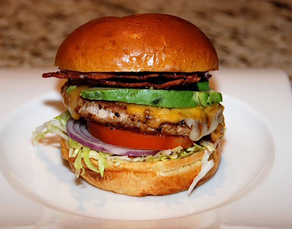 BLT Turkey Burger with Sliced Avocado