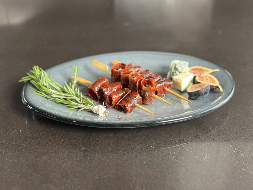Gorgonzola Stuffed Figs Wrapped in Candied Turkey Bacon